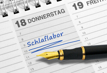 Terminnotiz auf dem Kalender; Schlaflabor