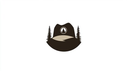 Obraz premium Cowboy Hat, Wilderness Scene, Logo Design, for Outdoors