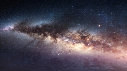 Fototapeta premium Mesmerizing view of the Milky Way galaxy, a breathtaking cosmic landscape filled with stars and nebulae.
