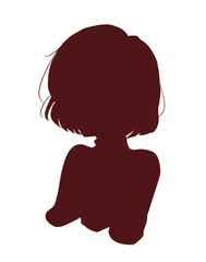 ボブカットのの女性　影絵