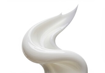 Swirl of thick white cream or lotion on a stark white background, showing texture and smooth, glossy surface