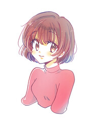 ボブカットの女性　笑顔