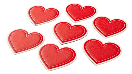 red color heart shape sticker set isolated on white background PNG