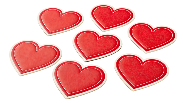 red color heart shape sticker set isolated on white background PNG