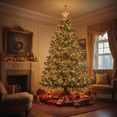 christmas tree with gifts, christmas tree with presents, christmas tree with gifts and decorations