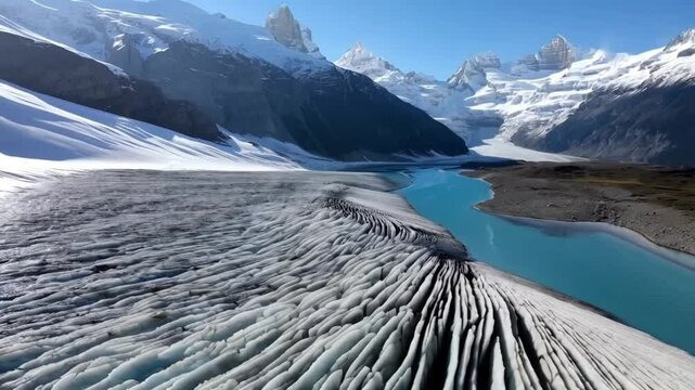 Majestic glacial landscape, ice clefts of the Aletsch glacier