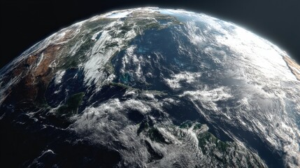 A breathtaking view of Earth from space, showcasing the intricate details of swirling clouds and the vastness of the oceans.