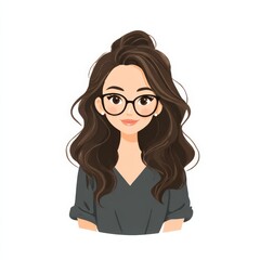 a vector illustration of a girl wearing glasses, isolated on white background