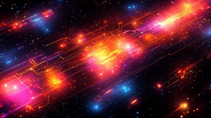 Obraz premium Abstract network circuitry glowing with energy