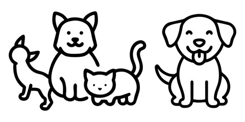 Shiba Silhouette Japanese Dog Breed, Pet Animal, Canine Outline, Flat Vector Illustration