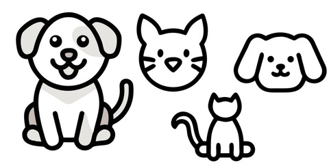 Shiba Silhouette Japanese Dog Breed, Pet Animal, Canine Outline, Flat Vector Illustration