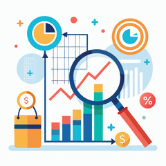 magnifying-glass-highlights-business-growth-chart vector image on white background