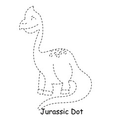 Black line dinasurus dot design. coloring book presschool
