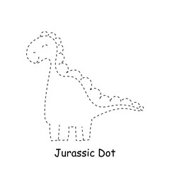 Black line dinasurus dot design. coloring book presschool