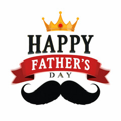 Fototapeta premium Father's Day Greeting with Crown and Mustache
