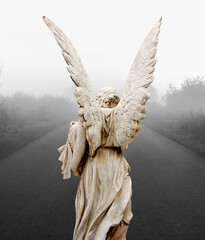 Beautiful angel with big wings. Guardian Angel. Angel savior