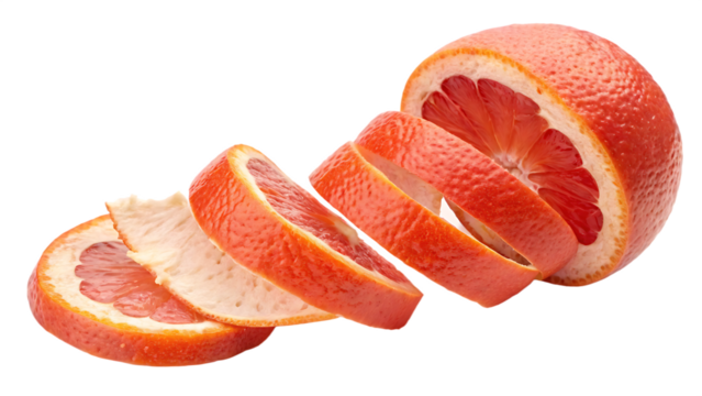 red grapefruit peels isolated on white background PNG