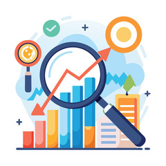 magnifying-glass-highlights-business-growth-chart vector image on white background