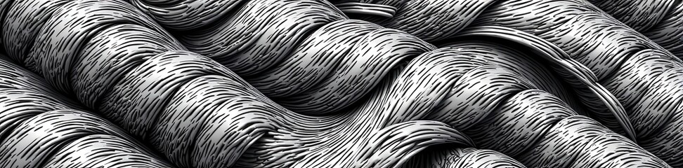 Intertwined black and white striped pattern, abstract background, advertising, wallpaper