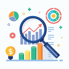 magnifying-glass-highlights-business-growth-chart vector image on white background