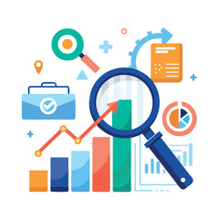 magnifying-glass-highlights-business-growth-chart vector image on white background