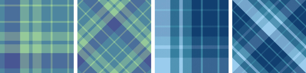Plaid pattern set seamless tartan check plaid for skirt, tablecloth, blanket, duvet cover, or other modern fashion print.