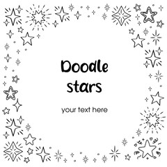 Round frame of stars in doodle style. Place for text.