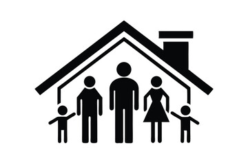 Family Home Icon Black Silhouette
