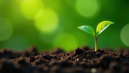 Tiny coffee plant shoots emerge in a verdant setting , growth, organic