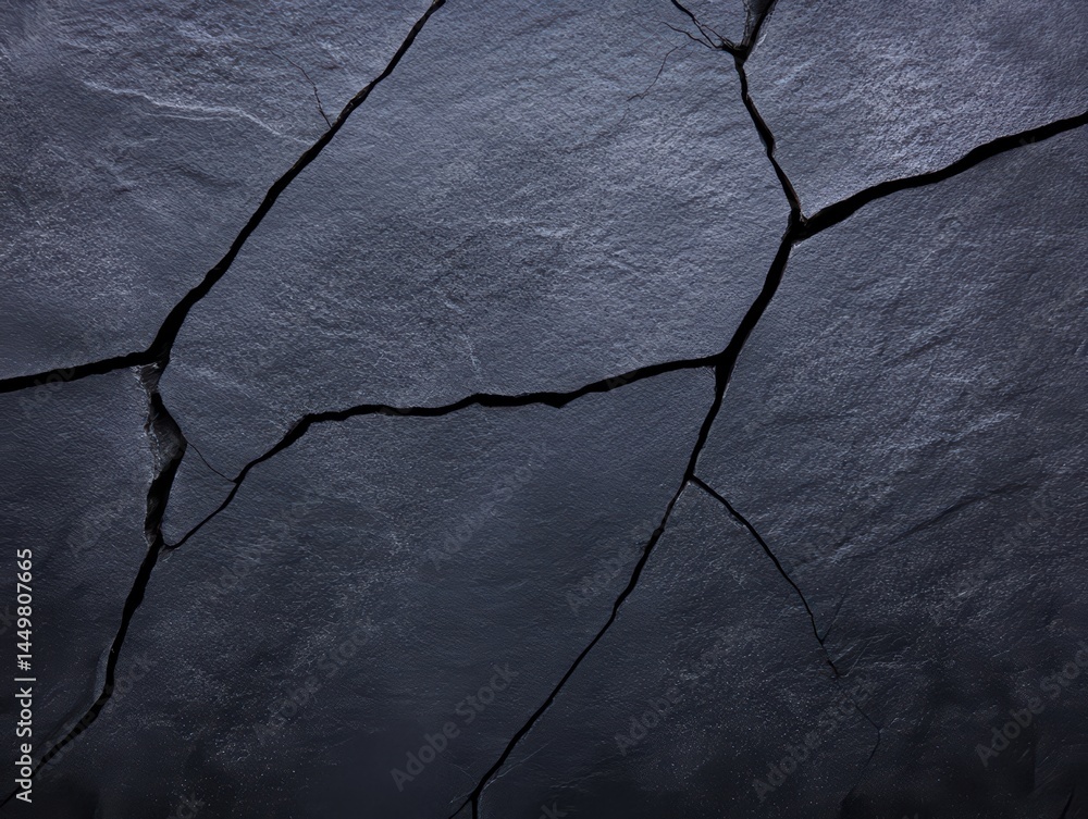 Poster cracked dark surface with detailed texture showing deep fissures and rugged appearance for backgroun