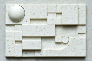 Abstract geometric design, light beige, textured blocks, minimalist, clean aesthetic