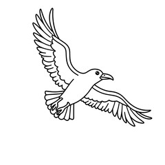 Flying bird illustration for children's coloring book  