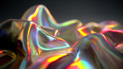 Colorful Iridescent Fabric Fold with Glossy Texture a high-resolution, conceptual visual design ideal for use in digital media, stock content, or educational and marketing applications.