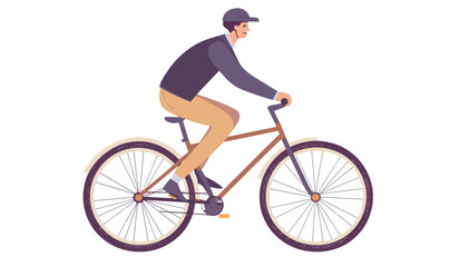 Obraz premium Minimalistic Vector Illustration of Man Cycling for Urban Transport and Fitness Concepts