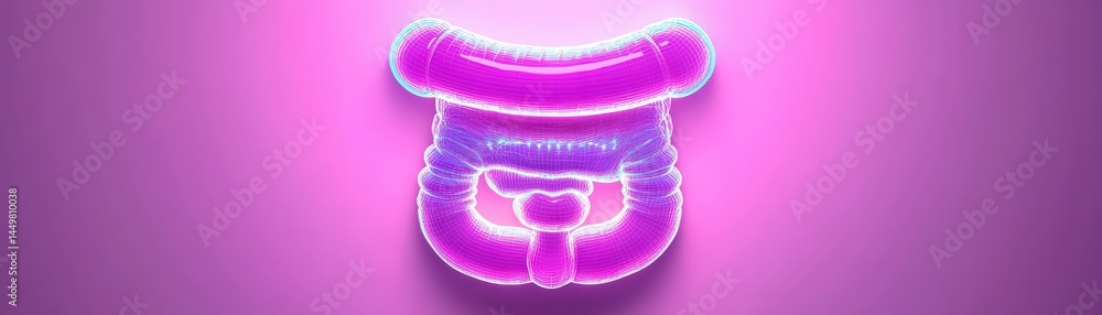 Poster colorful neon abstract shape with glowing effect on purple background for modern art and design conc