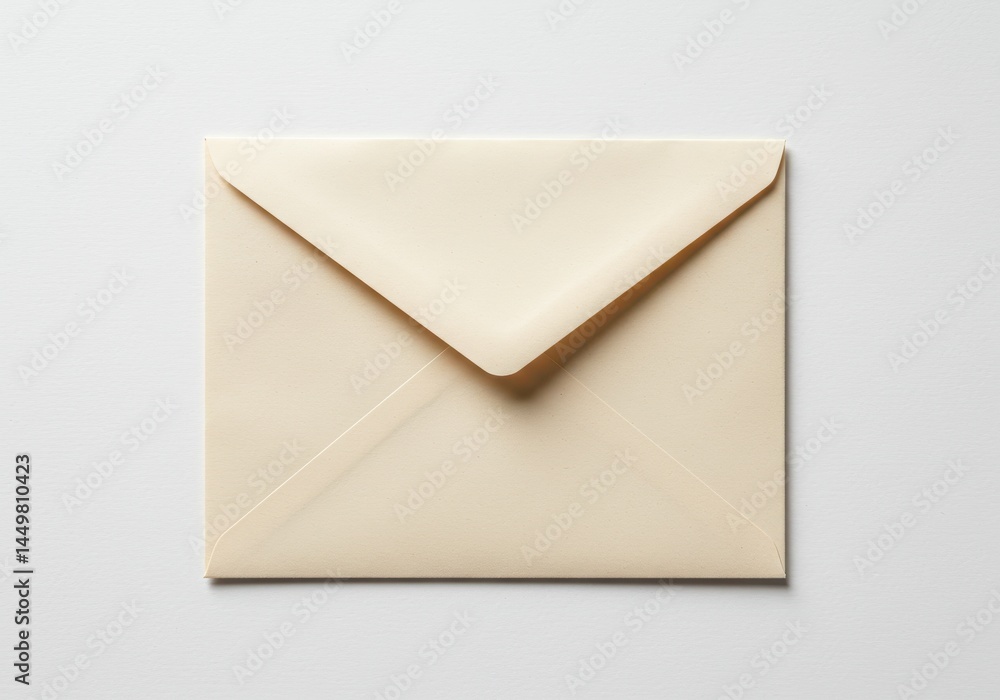 Aufkleber a single square ivory envelope centered on a white background with a simple and clean aesthetic