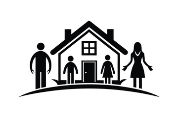 Family Home Icon Black Silhouette