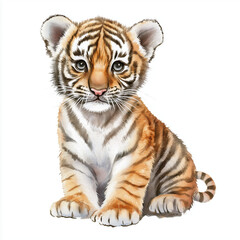 Obraz premium Watercolor, cute and adorable tiger cub