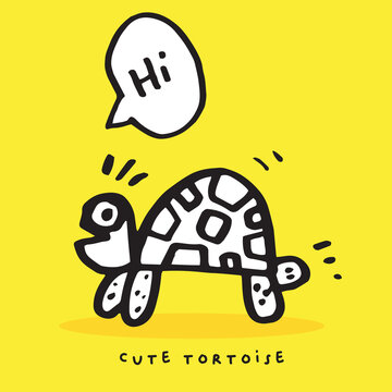 Hand drawing doodle cute tortoise ,Cute tortoise in simple cartoon style, Cute animal,Cute turtle