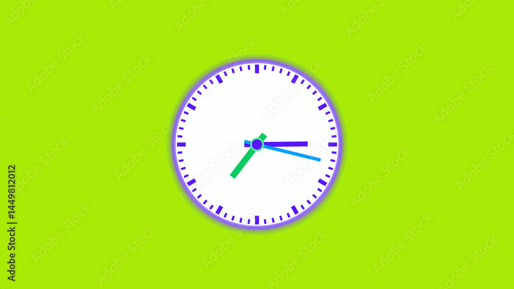 Poster analog clock face with alarm timer illustration background.