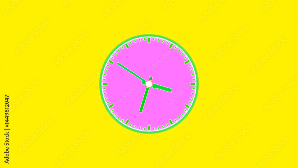 Poster analog clock face with alarm timer illustration background.