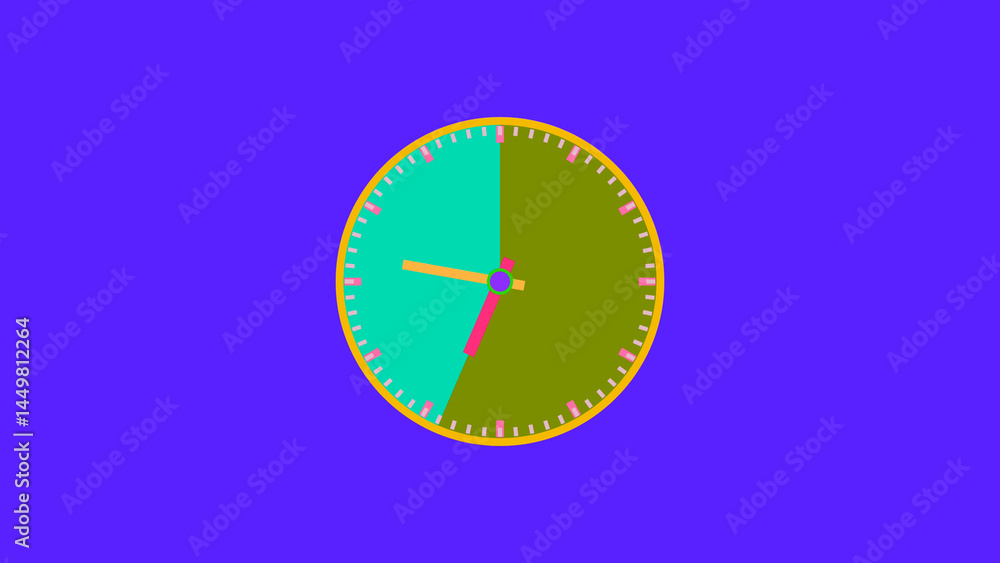 Poster analog clock face with alarm timer illustration background.