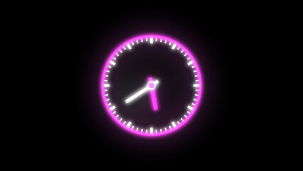 Analog clock illustration black background.