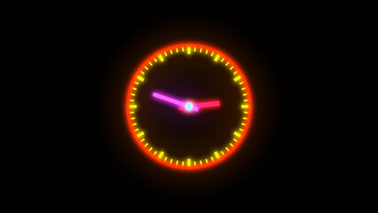 Naklejka premium Analog clock illustration black background.