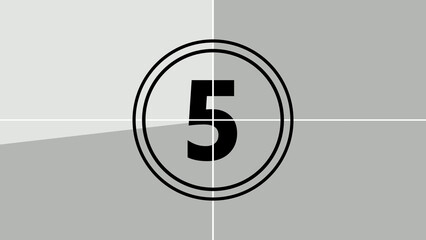 Film countdown illustration on retro looking number in old movie background.