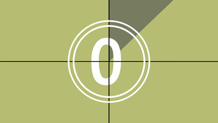 Film countdown illustration on retro looking number in old movie background.