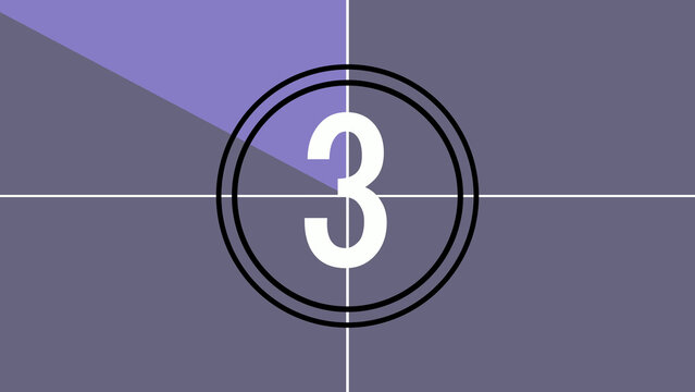 Film countdown illustration on retro looking number in old movie background.