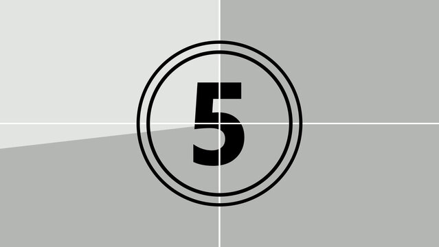 Film countdown illustration on retro looking number in old movie background.