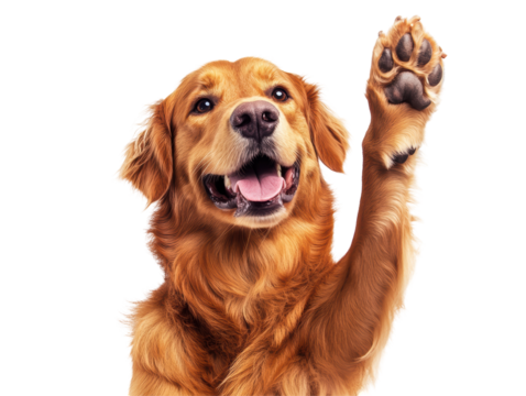 Isolated Golden Retriever Waving