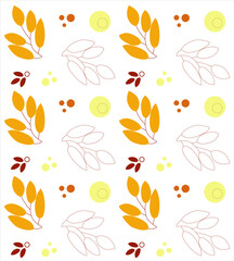 Autumn leaves pattern with abstract elements Vector illustration